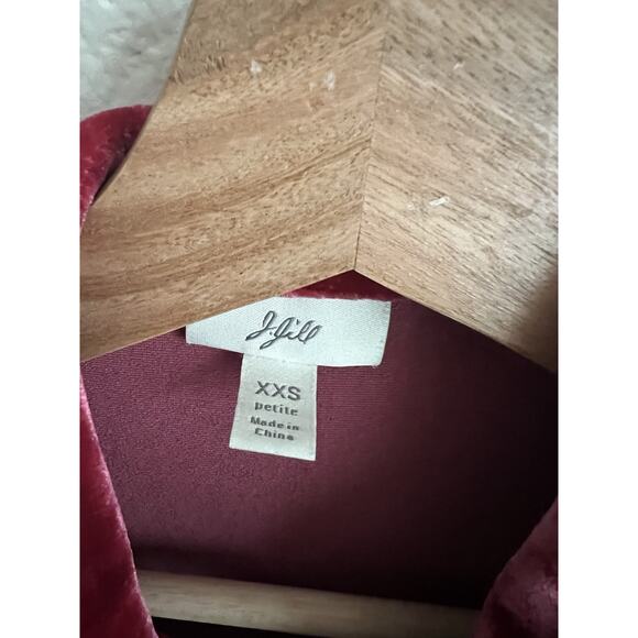 J Jill Crushed Velvet Top Button Down Womens XXS Pink Long Sleeve - Picture 3 of 7